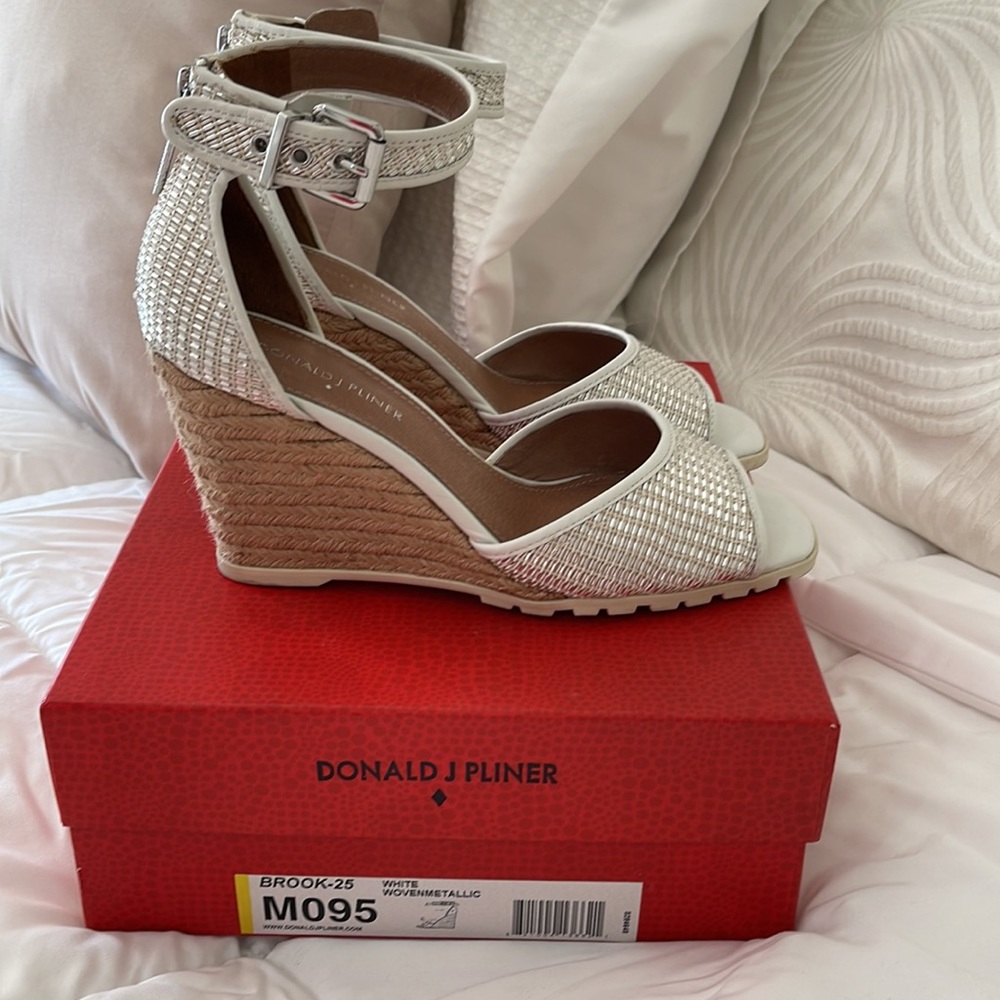 Donald J. Pliner White Metallic Wedge Sandals - Picture 5 of 16